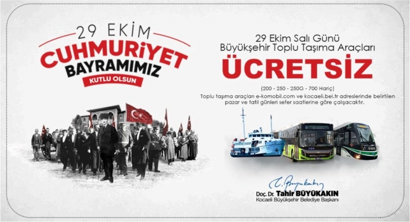 29 Ekim’de ücretsiz ulaşım