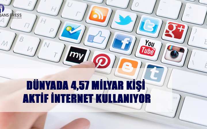 DÜNYADA 4,57 MİLYAR KİŞİ AKTİF İNTERNET KULLANIYOR